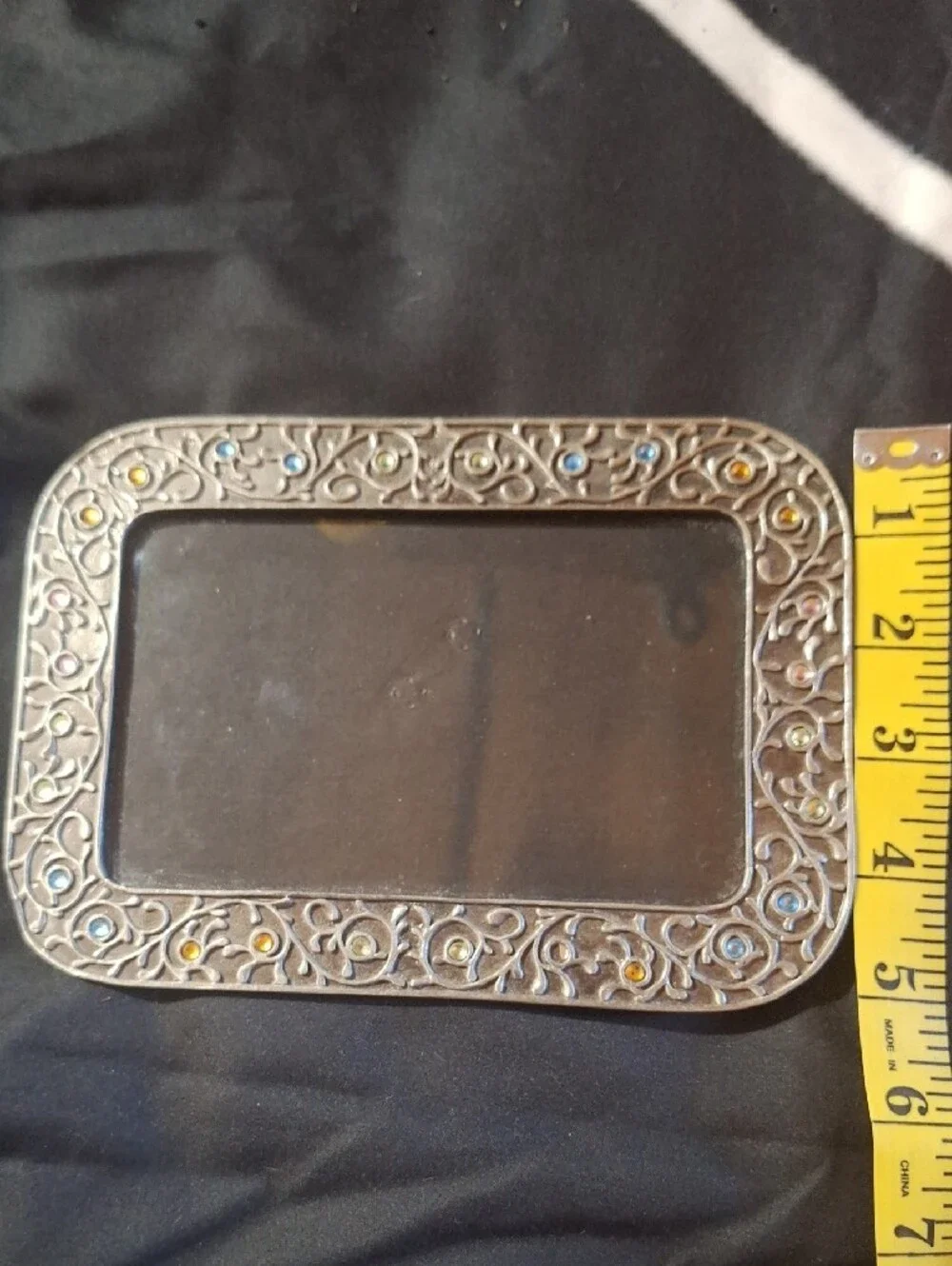 Decorative Silver-Tone Bejeweled 4 X 6 Frame - Silver